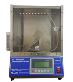 Buon prezzo Tester automatico 220V, 50Hz 0-99.9S di infiammabilità dell'apparecchiatura di collaudo di infiammabilità EN71 45° in linea