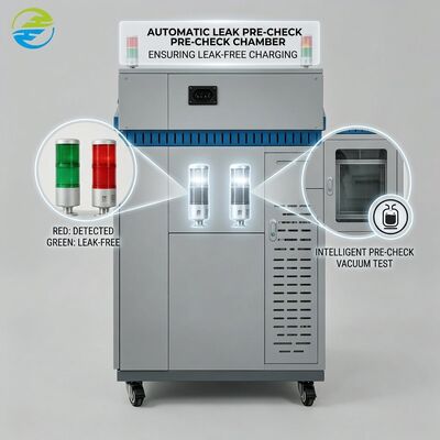 Qualità Equipaggiamento di riempimento di refrigerante che fornisce un controllo preliminare automatico delle perdite per la precisione di carica fabbrica